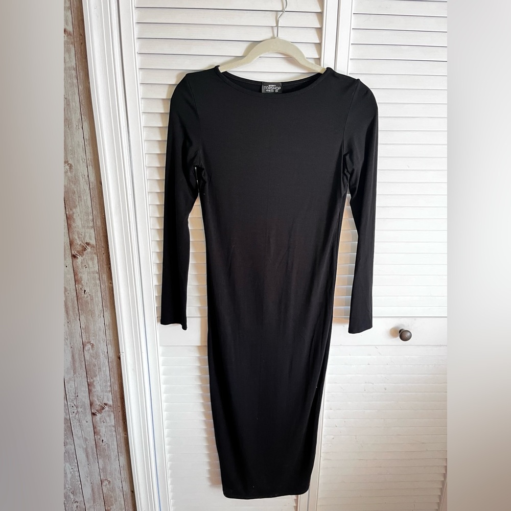 Topshop Elegant Black Long Sleeve Maternity Dress